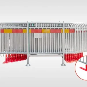 Flexibarrier Policijska barijera - Premium - zakretna stopa, kompletan paket s transportnom košarom (57,5m)