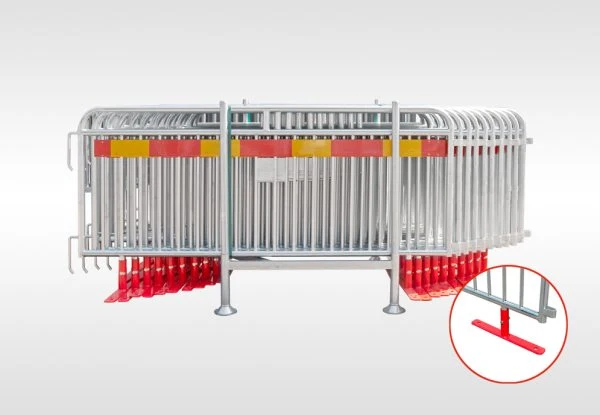Flexibarrier Policijska barijera - Premium - zakretna stopa, kompletan paket s transportnom košarom (57,5m)