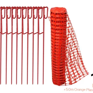 (50 m Paket) Flexibarrier sigurnosna mrežasta Zaštitna ograda + 10 klinova za ogradu