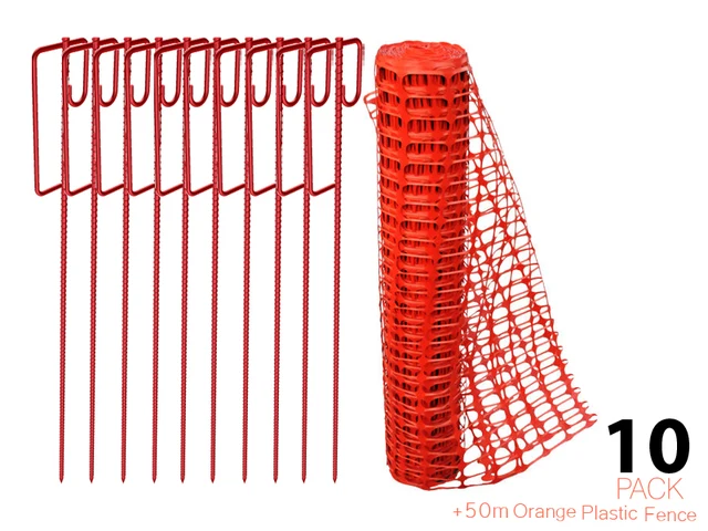 (50 m Paket) Flexibarrier sigurnosna mrežasta Zaštitna ograda + 10 klinova za ogradu