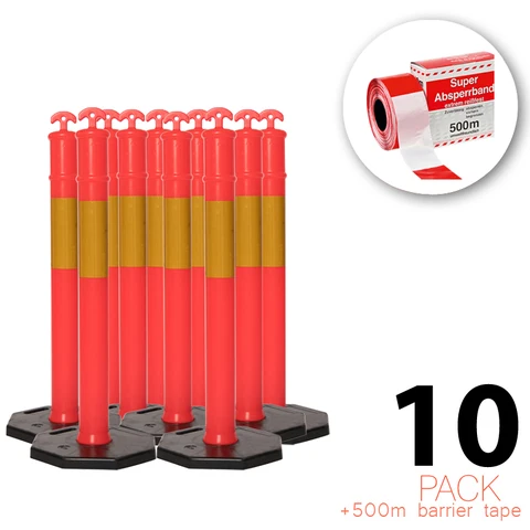 (10 Paket) Flexibarrier T-Top Stupići s bazom + 500 m Traka za ograđivanje – 115 cm