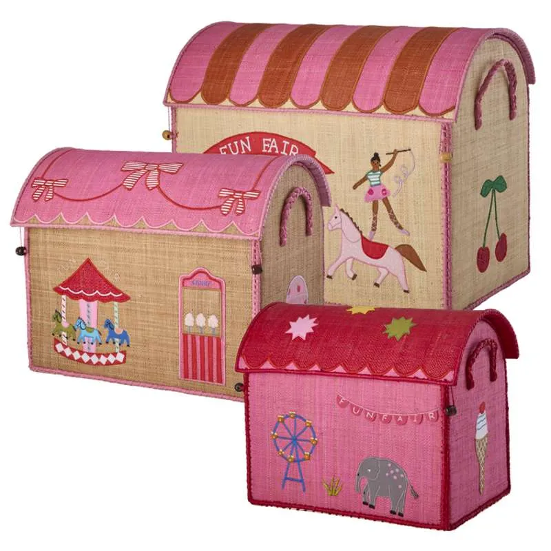 Pronađeni Predmet RICE Raffia Opbevaringshus - Fun Fair Theme - Mellem - Pink