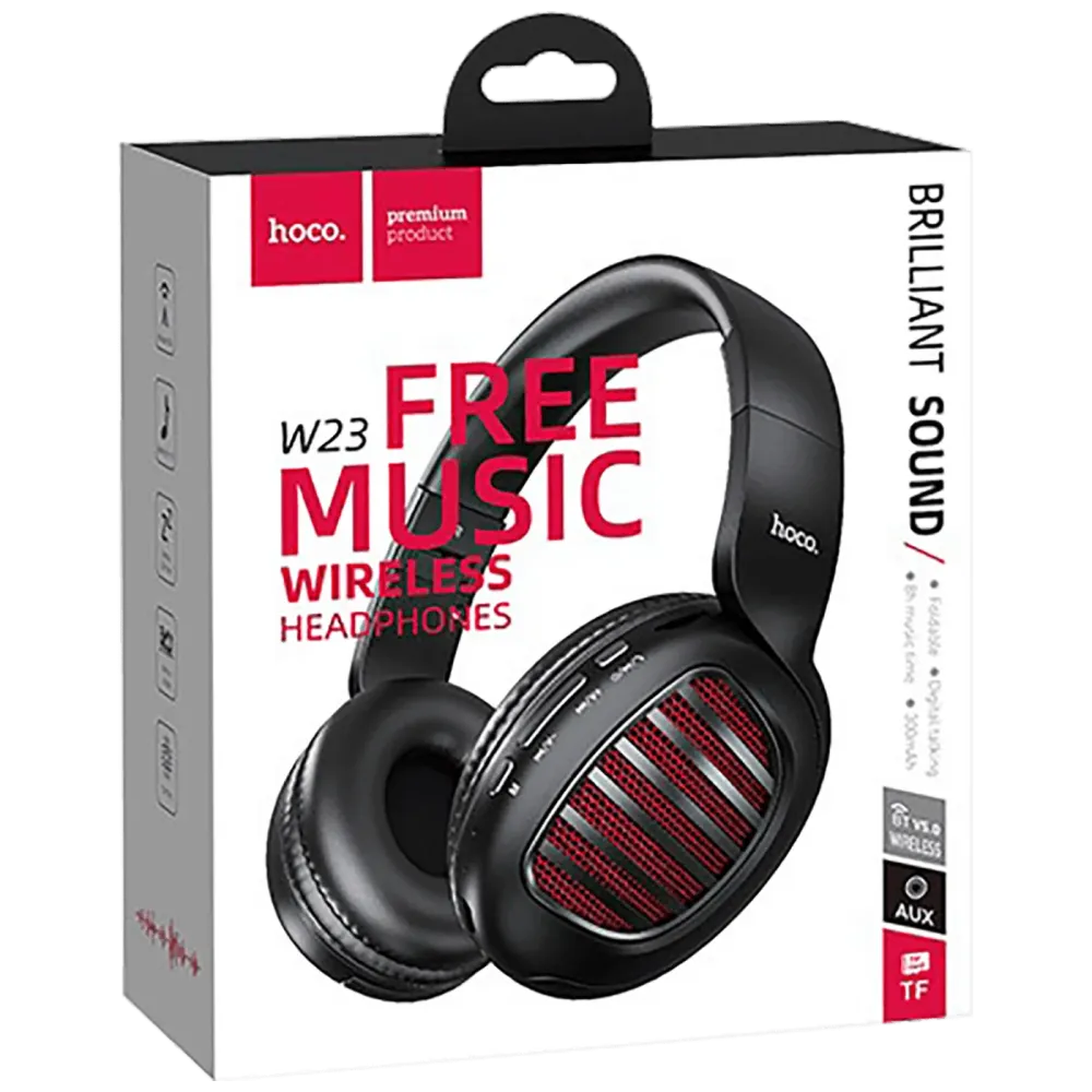 hoco. Slušalice bežične / žične, Bluetooth, mikrofon, 8h rada - W23 Brilliant Black