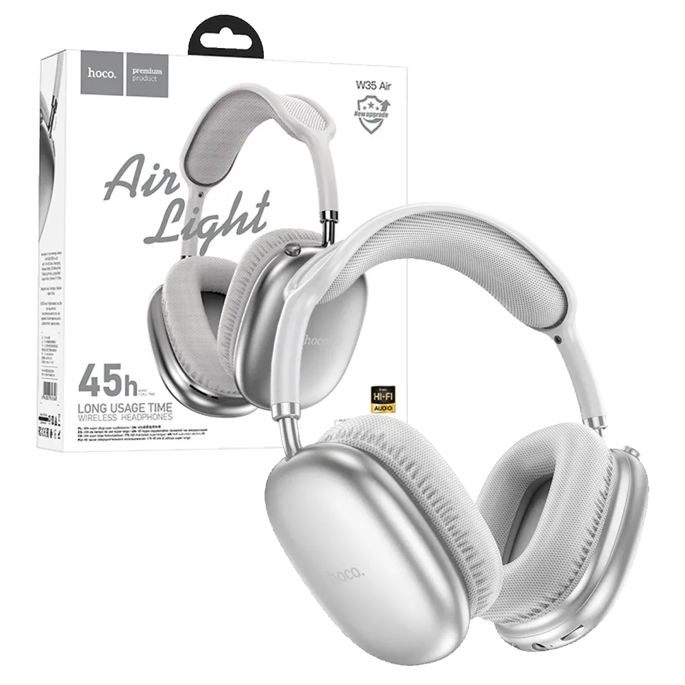 hoco. Slušalice bežične sa mikrofonom, Bluetooth, srebrena - W35 Air Triumph Silver