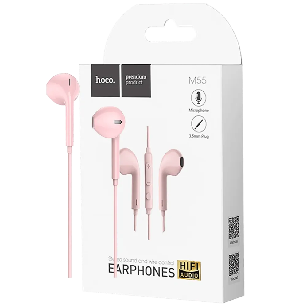 hoco. Slušalice sa mikrofonom, 3.5 mm, dužina kabela 1.2 met, pink - M55 Memory sound Pink
