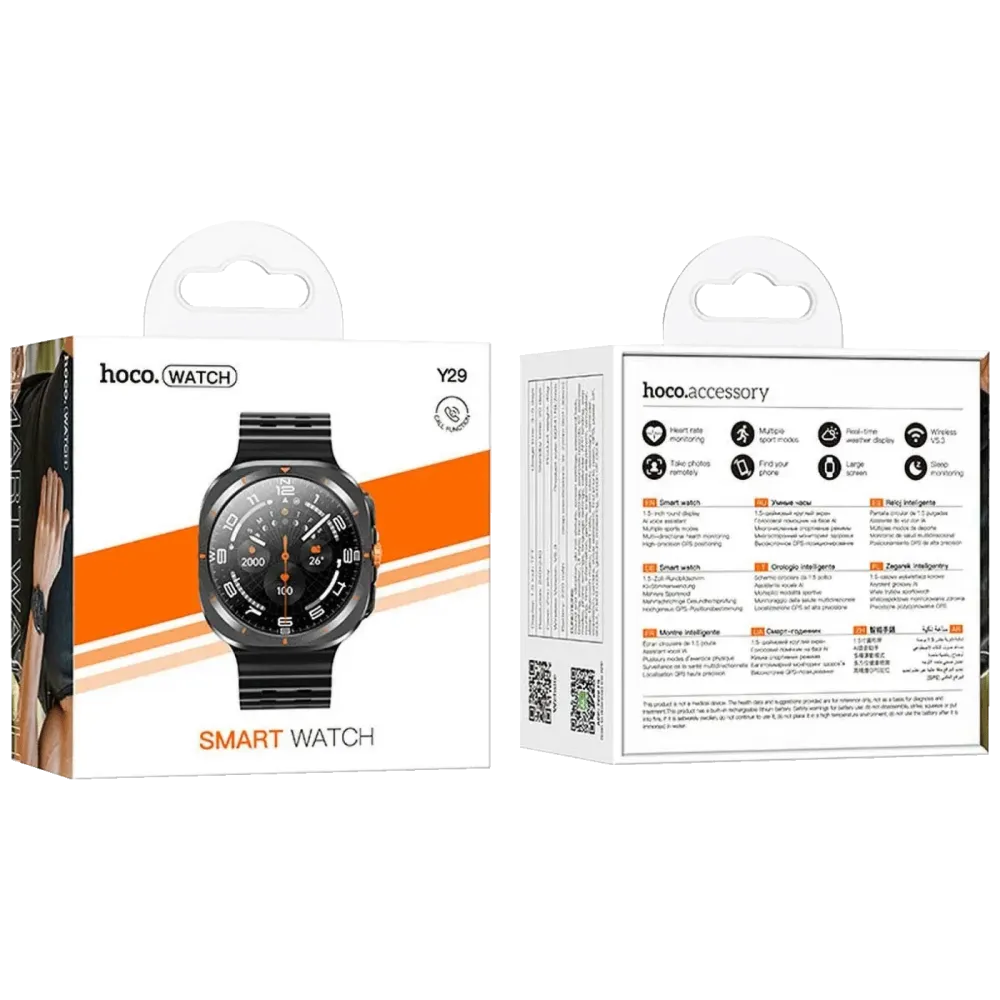 hoco. Pametni sat, 1.5" zaslon, Bluetooth, IP67 - Y29 Black