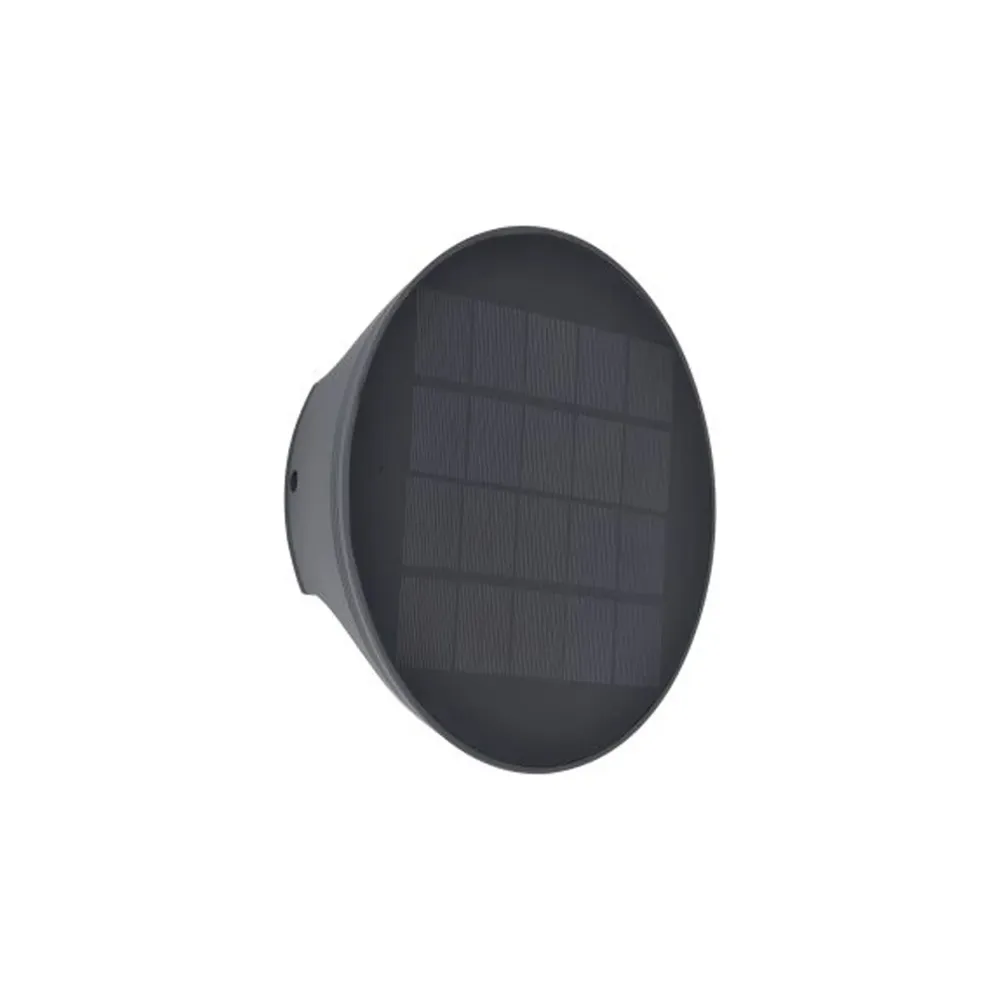 LED solarna zidna svjetiljka BELKA, hibridna, tamno siva, 9W, 3000K, IP54