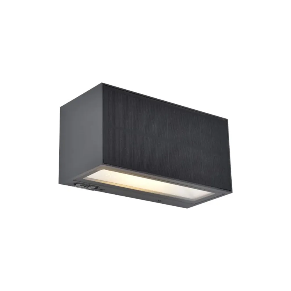 LED solarna zidna svjetiljka INKA, hibridna, tamno siva, 9W, 3000K, IP44