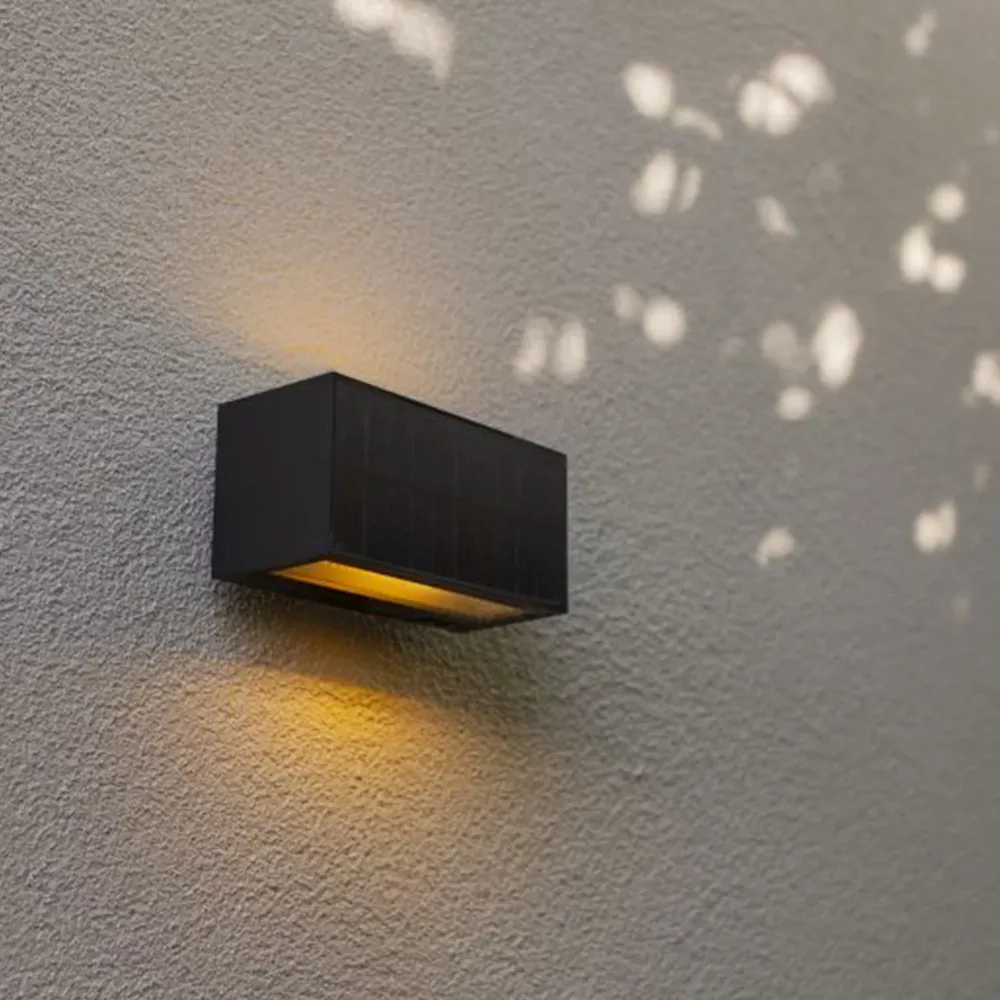 LED solarna zidna svjetiljka INKA, hibridna, tamno siva, 9W, 3000K, IP44