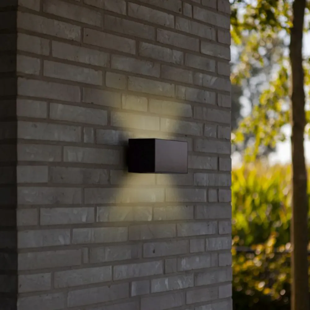 LED solarna zidna svjetiljka INKA, hibridna, tamno siva, 9W, 3000K, IP44