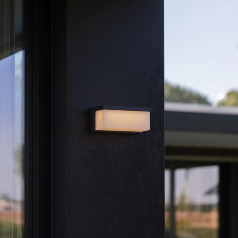 LED solarna zidna svjetiljka ZELNA, hibridna, tamno siva, 9W, 3000K, IP44
