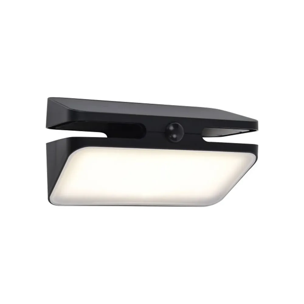 LED solarna zidna svjetiljka AERO, senzor pokreta, mat crna, 8.6W, 4000K, IP54
