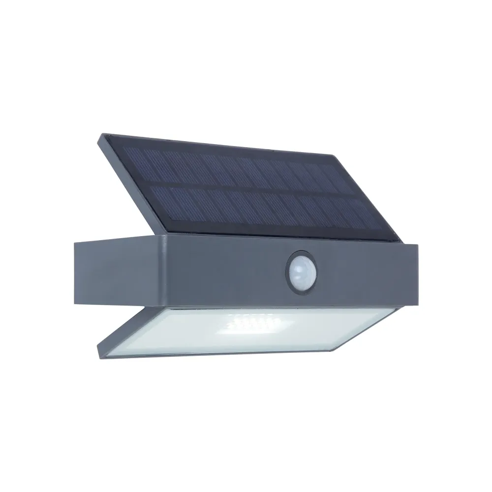 LED solarna zidna svjetiljka ARROW, senzor pokreta, tamno siva, 2.3W, 5000K, IP44