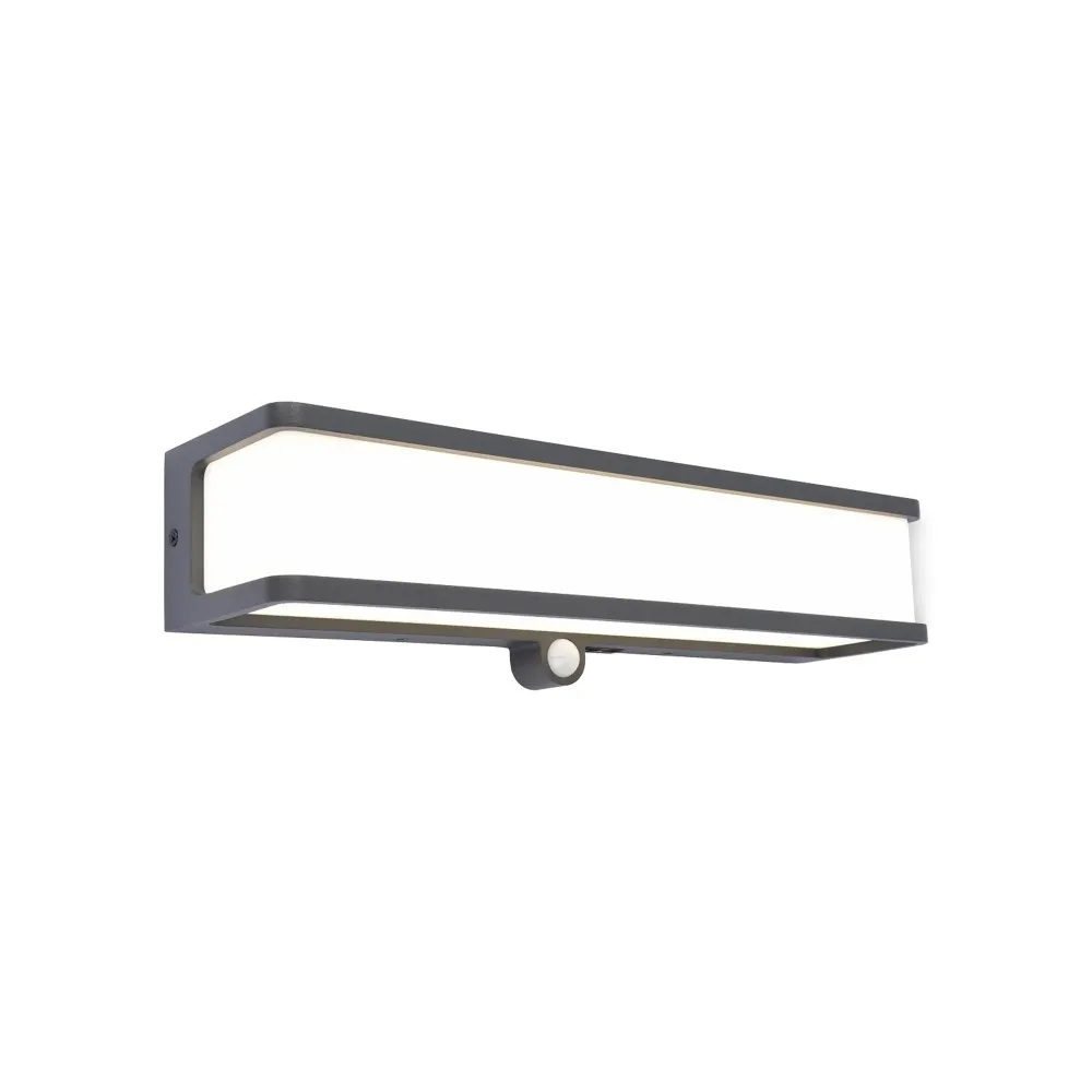 LED solarna zidna svjetiljka DOBLO, senzor pokreta, tamno siva, 16.5W, 4000K, IP54