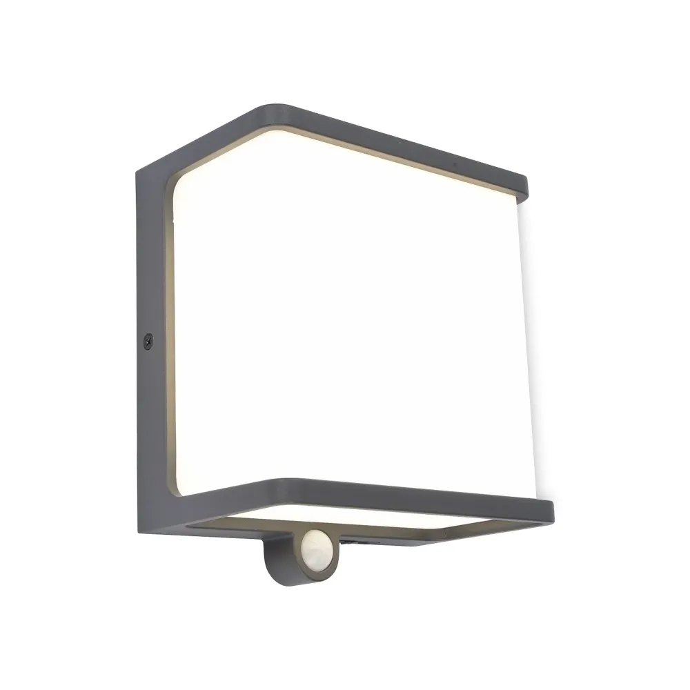 LED solarna zidna svjetiljka DOBLO, senzor pokreta, tamno siva, 12W, 4000K, IP44