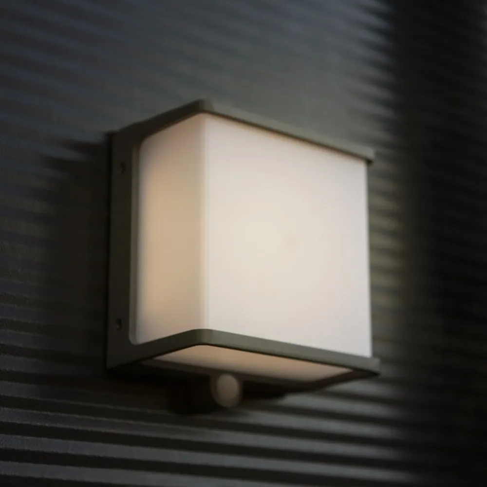LED solarna zidna svjetiljka DOBLO, senzor pokreta, tamno siva, 12W, 4000K, IP44