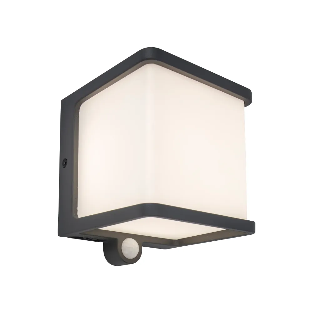LED solarna zidna svjetiljka DOBLO, senzor pokreta, tamno siva, 7.5W, 4000K, IP54