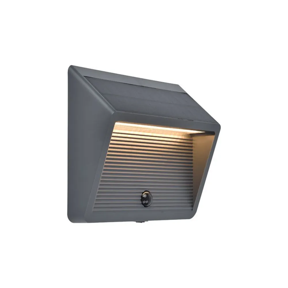 LED solarna zidna svjetiljka LINKO, senzor pokreta, tamno siva, 11.5W, 3000K, IP44