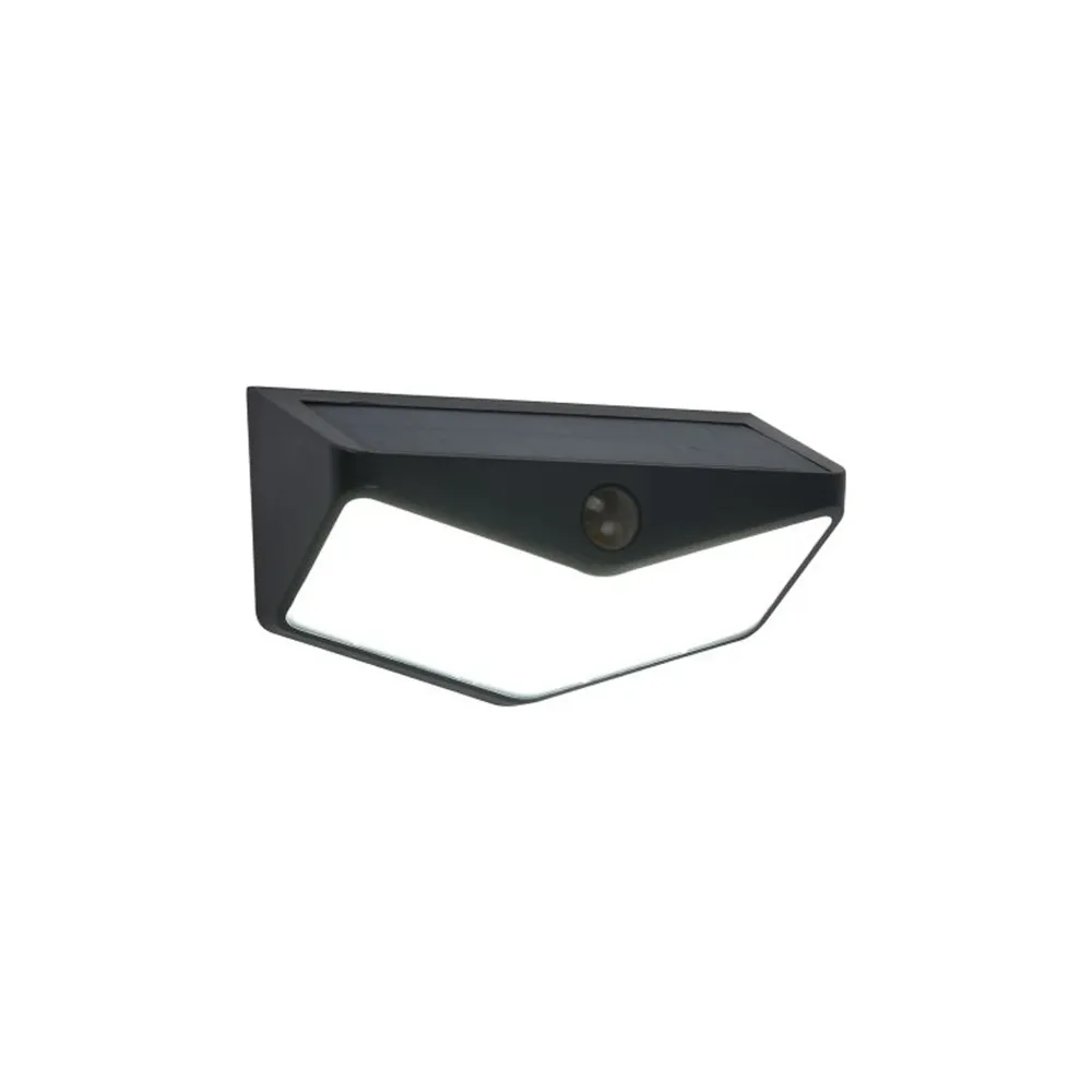 LED solarna zidna svjetiljka WINGS, senzor pokreta, mat crna, 3.7W, 5000K, IP44