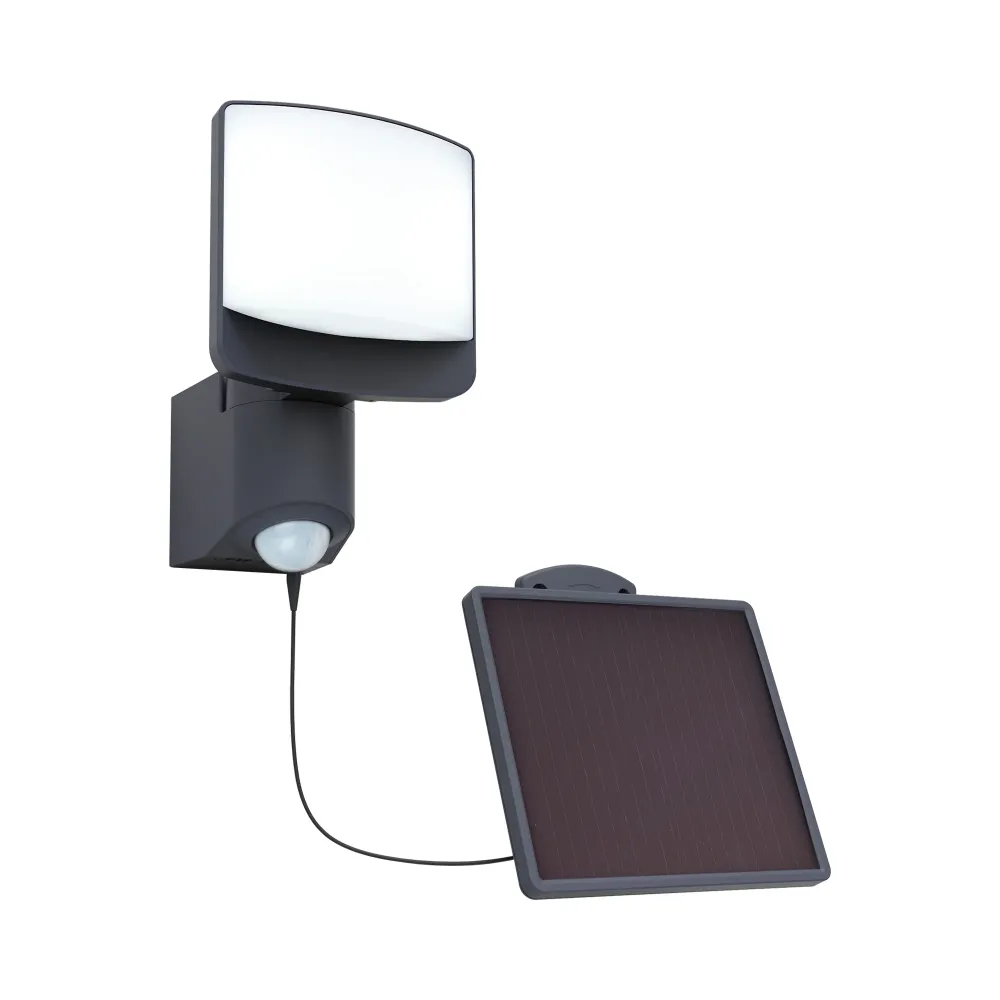 LED solarni reflektor SUNSHINE, senzor pokreta, tamno siva, 7W, 5000K, IP54