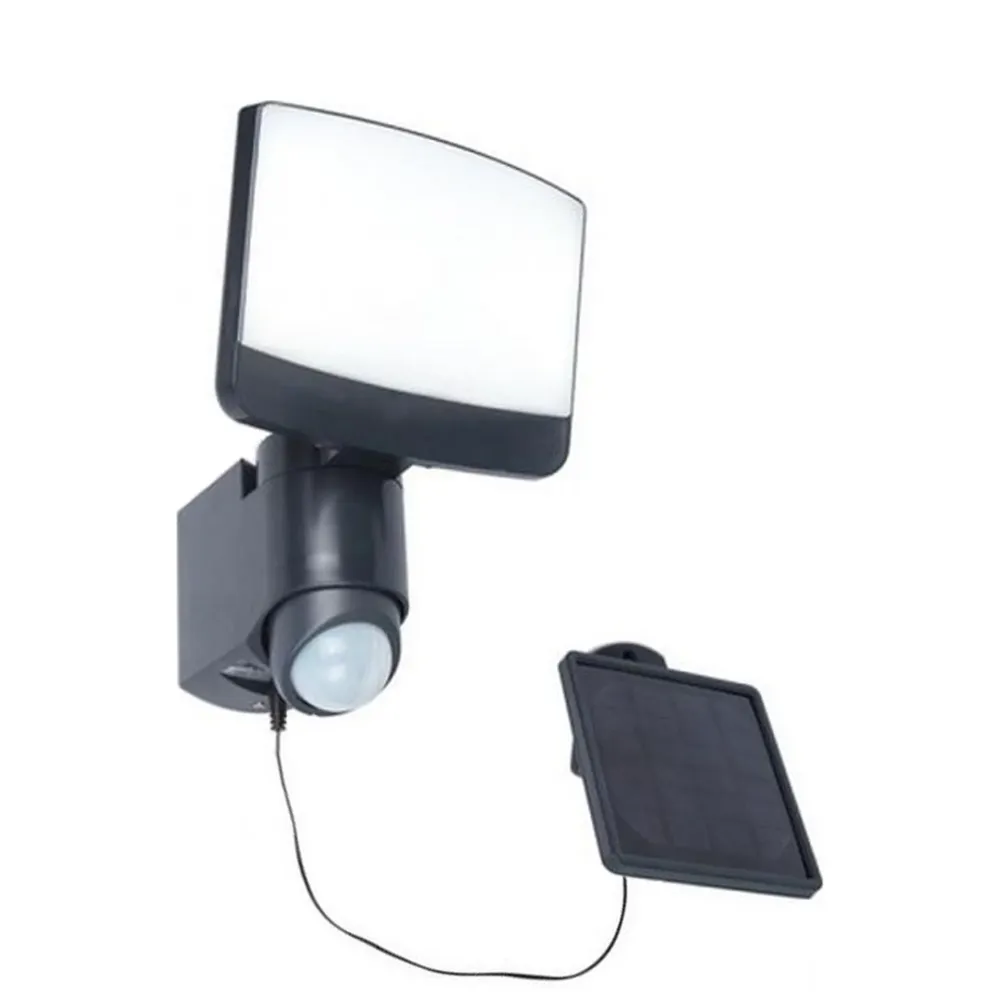 LED solarni reflektor SUNSHINE, senzor pokreta, tamno siva, 7.5W, 5000K, IP44