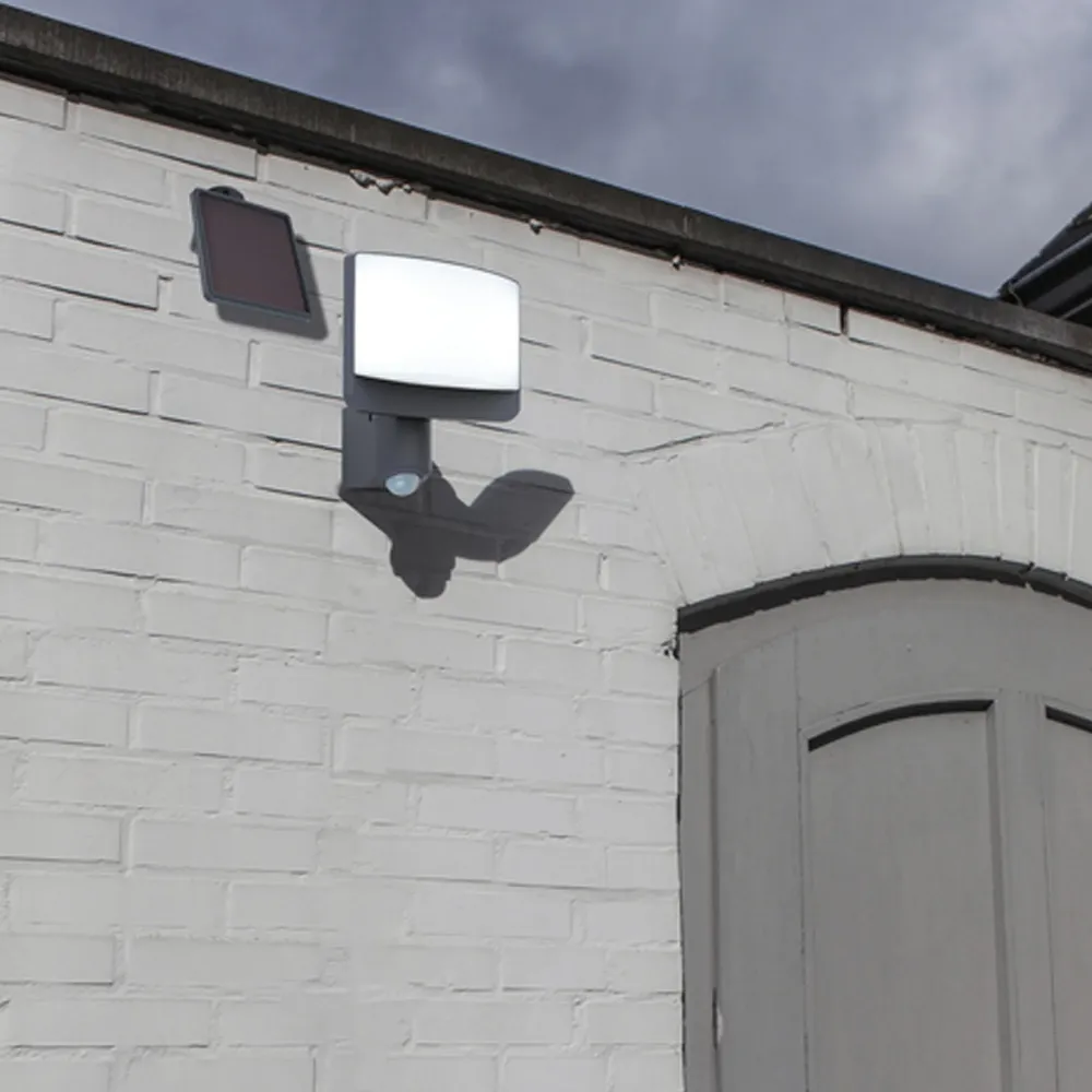 LED solarni reflektor SUNSHINE, senzor pokreta, tamno siva, 11W, 5000K, IP54