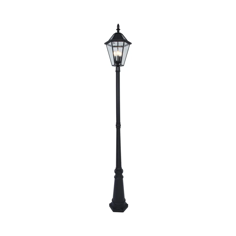 Solarna vrtna svjetiljka LONDON, mat crna, 3xE12, 3000K, IP44, 2270mm