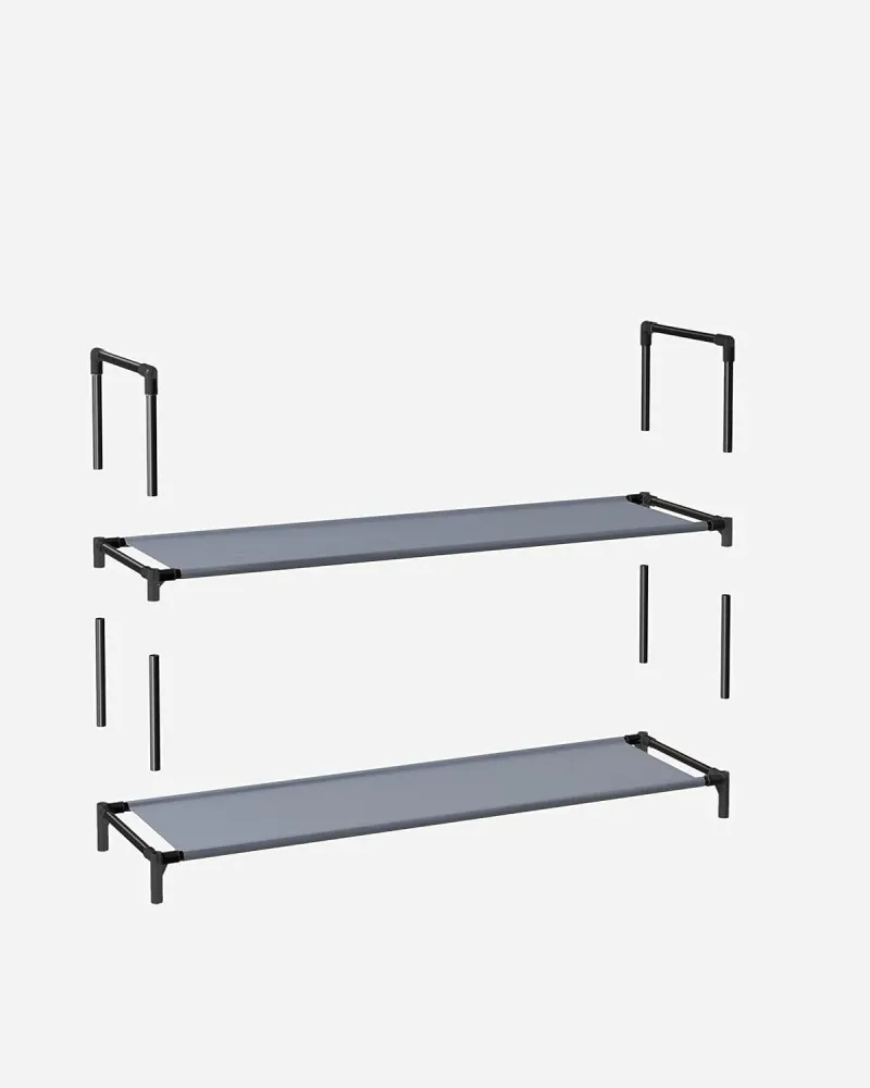 10-slojni držč cipela, stalak za cipele, 45 x 28 x 173 cm, metalna konstrukcija, siva