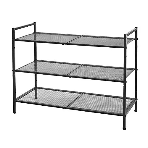 3-slojni metalni stalak za cipele,za 9–12 pari cipela, 68,5 x 30 x 53 cm, crni