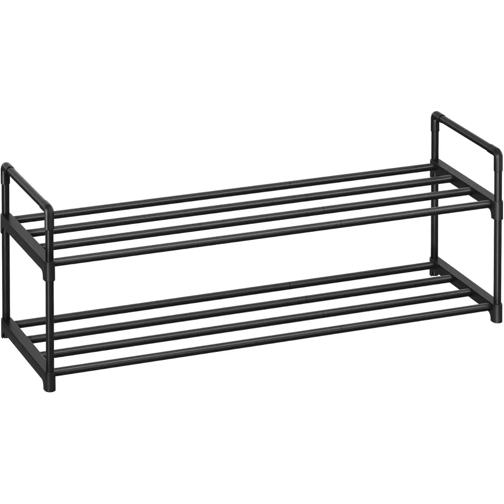 Metalni stalak za cipele s 2 razine, pohrana za 8–10 pari, crna, 30 x 92 x 34 cm