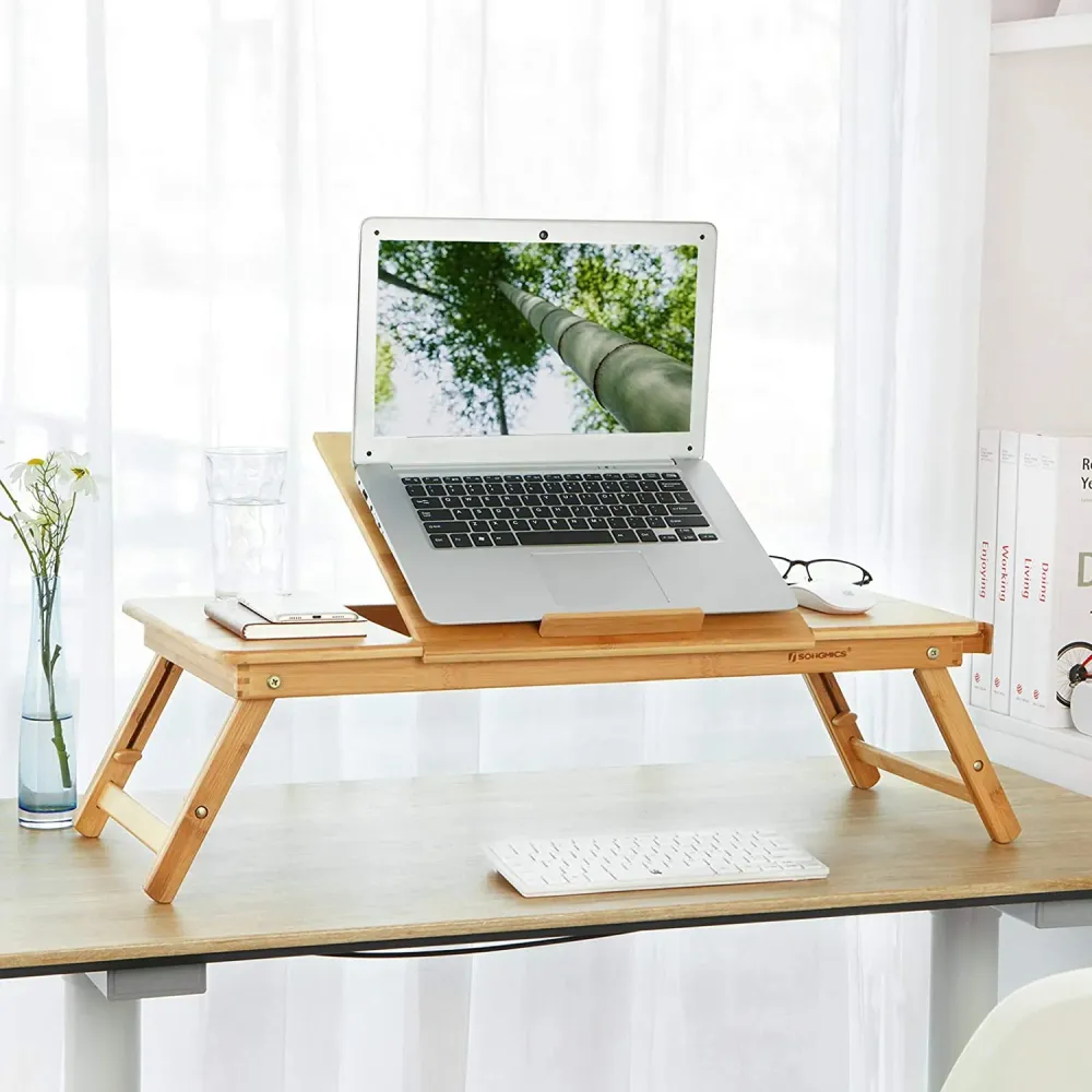 Stol za laptop od bambusa, sklopivi poslužavnik za doručak