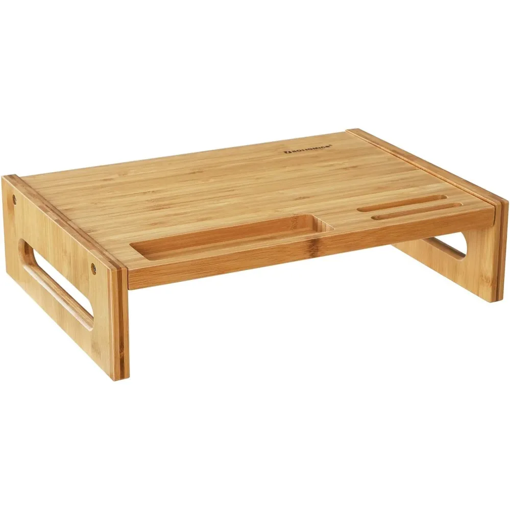 Stalak za monitor od bambusa, stolni organizator visine 10 cm