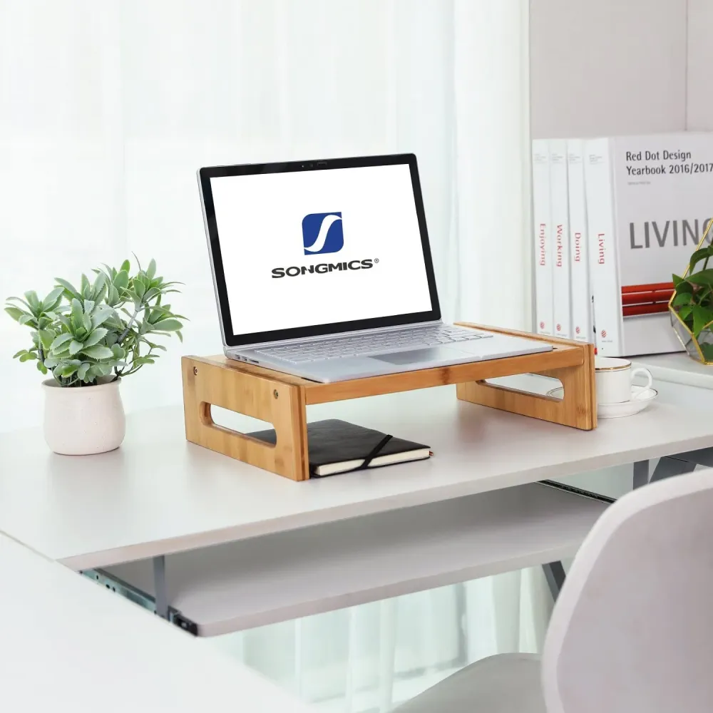 Stalak za monitor od bambusa, stolni organizator visine 10 cm