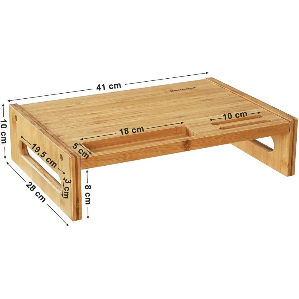 Stalak za monitor od bambusa, stolni organizator visine 10 cm