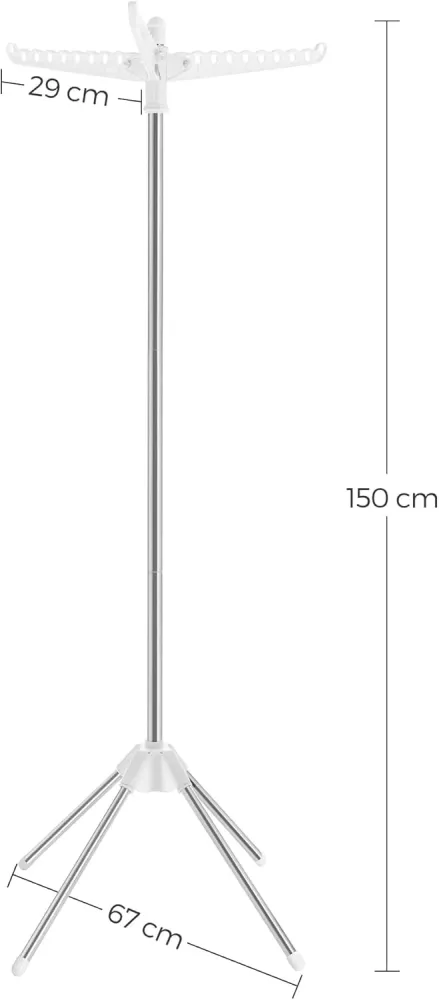Sklopivi stalak za sušenje odjeće od nehrđajućeg čelika, 150cm, bijelo srebrni | SONGMICS