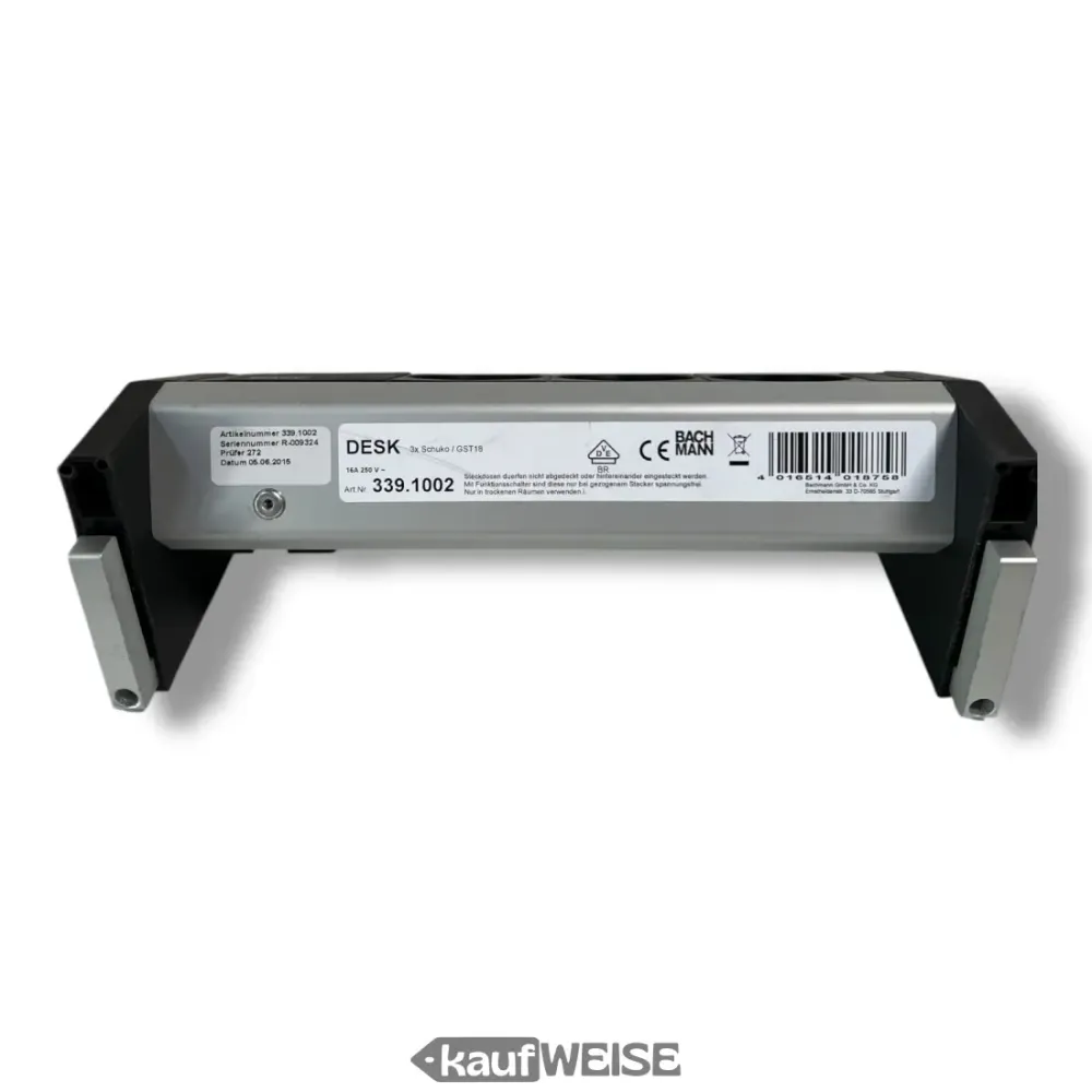 Bachmann DESK 2 stolna utičnica (3-strana Schuko) | Aluminijski profil | Pribor za montažu uključen | Proizvedeno u Njemačkoj