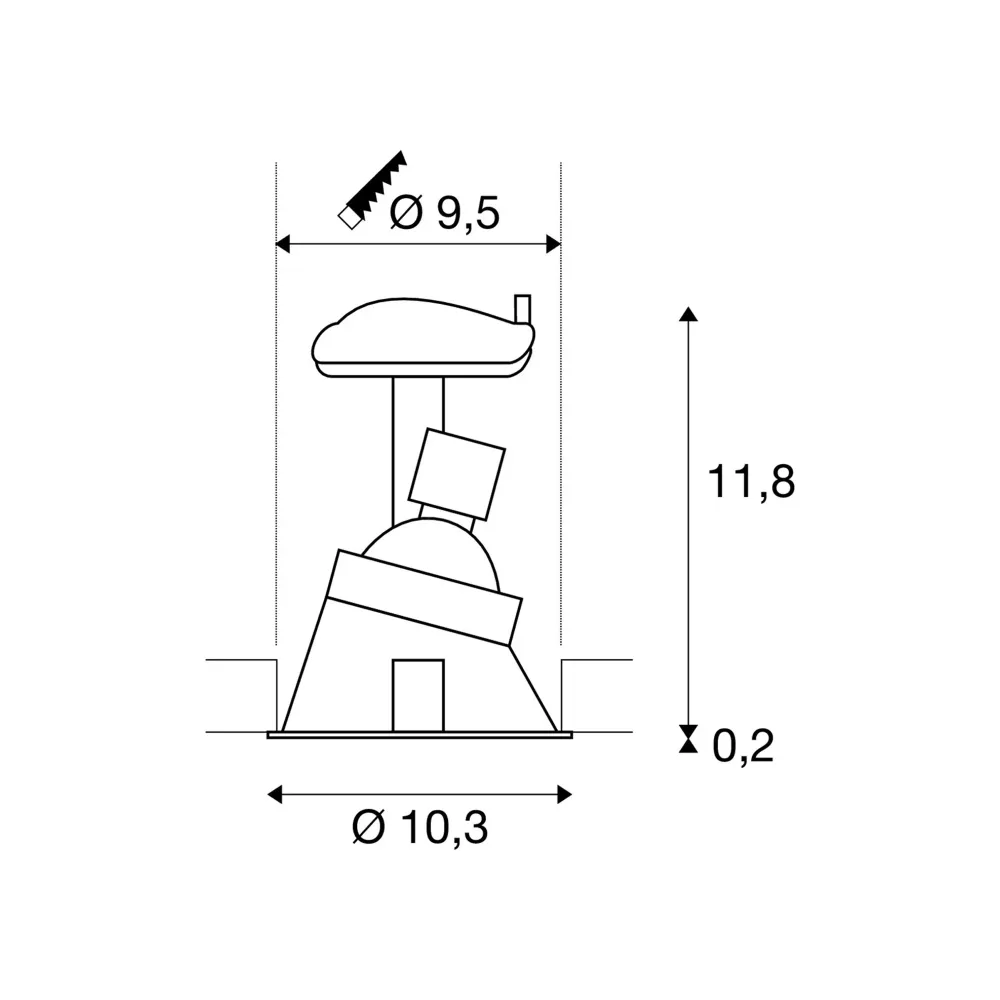 Ugradbena svjetiljka HORN , stropna, crna, 1xGU10, IP20/IP44