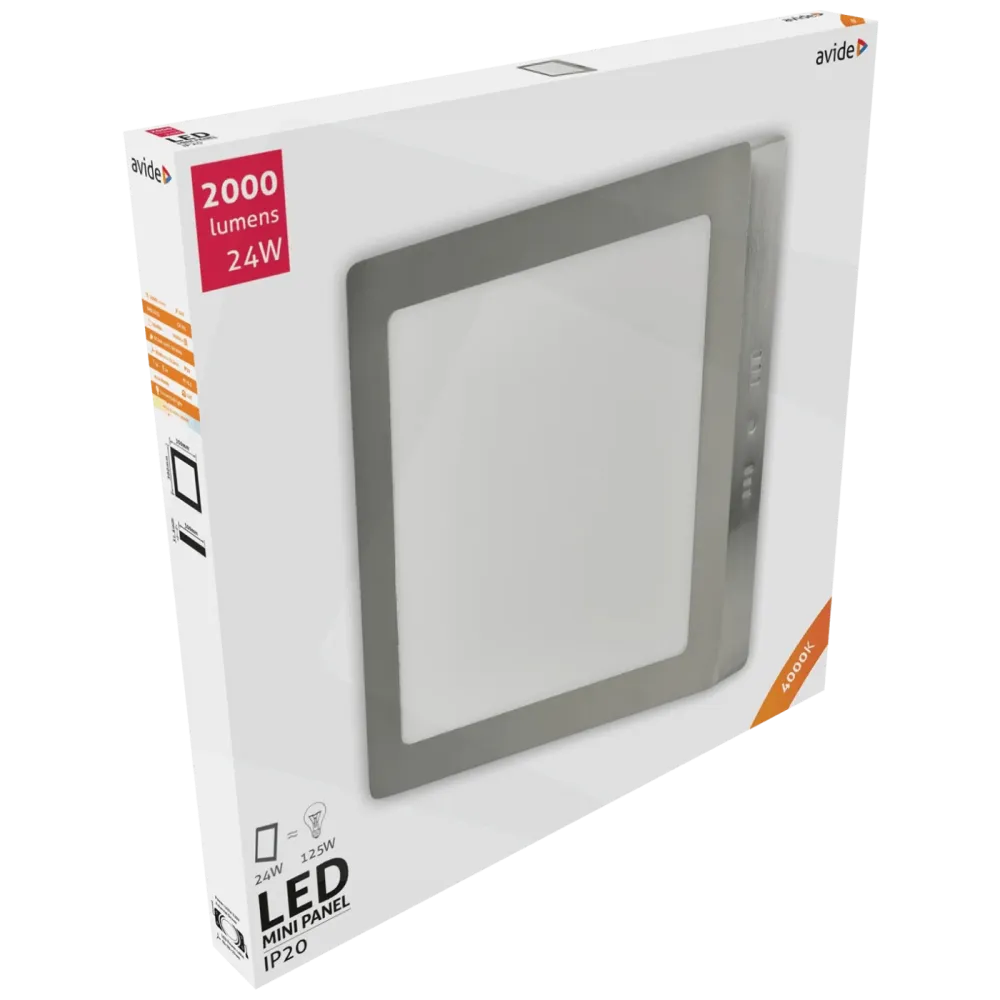 Avide Plafonjera LED, 24W, 2000 lm, 4000K, IP20 - ACSMNW-S-24W-ALU-SN