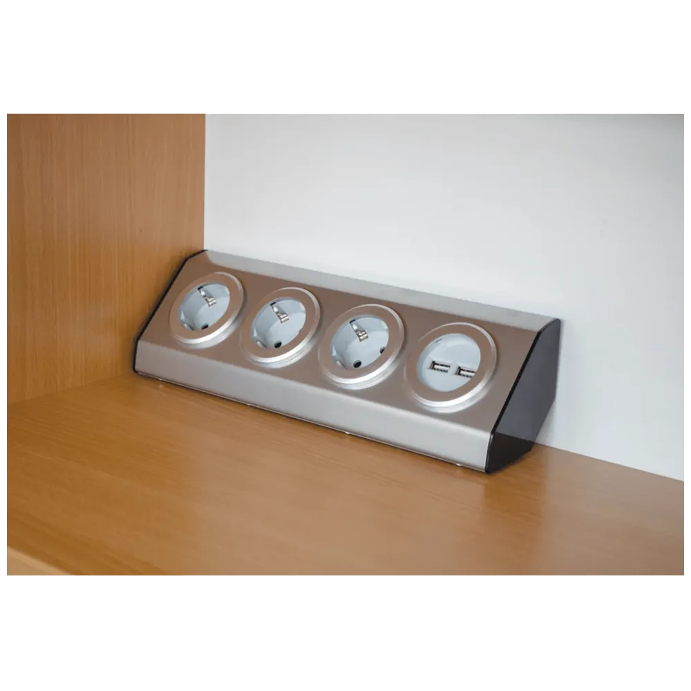 home Strujni razdjeljnik sa 3 utičnice + USB, INOX - KNV 03/USB