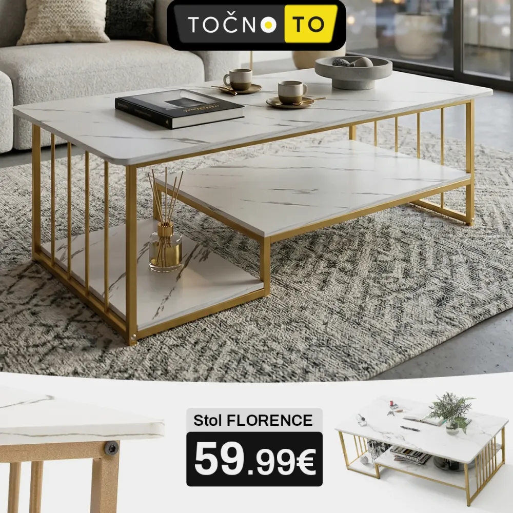 MODERNI STOL ZA DNEVNI BORAVAK IMITACIJA MRAMORA-"FLORENCE"