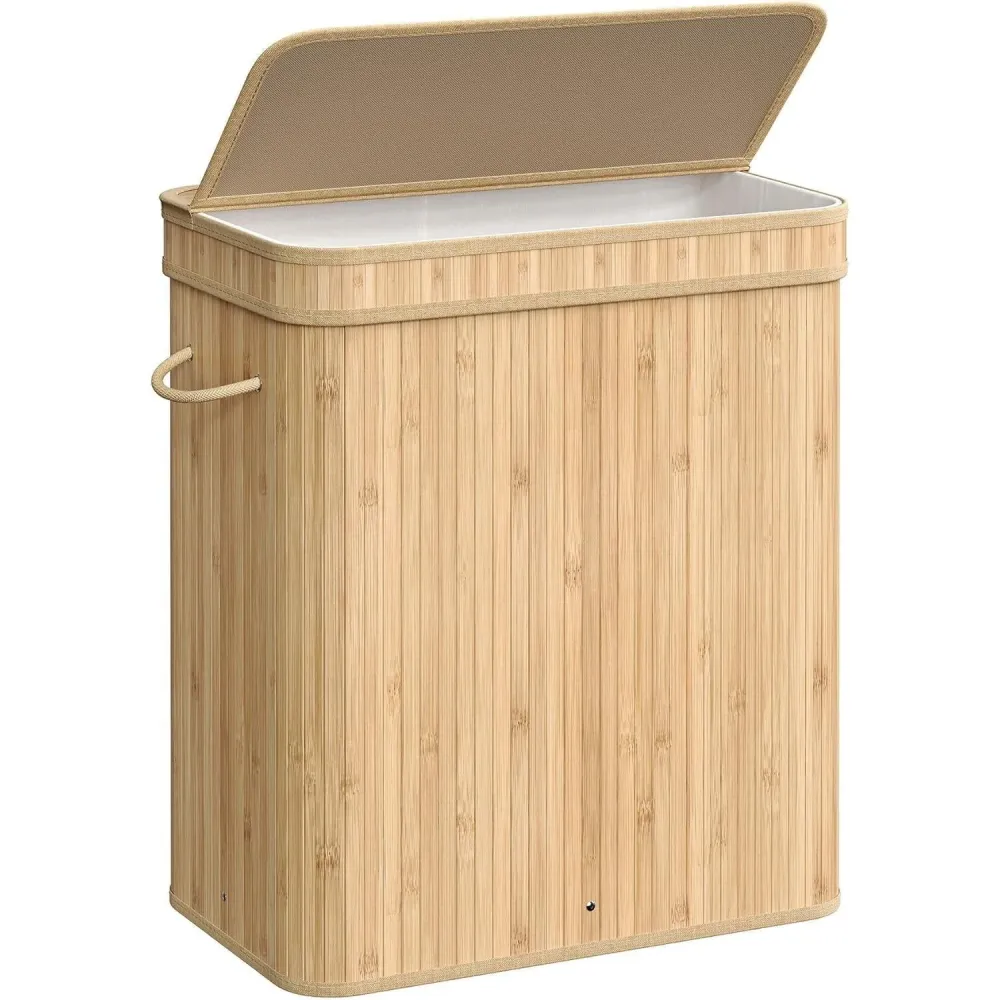 Košara za rublje s poklopcem, 100 l, bambus