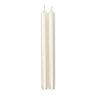 Straight Taper 10" Candles White Pearlescent - Set 2