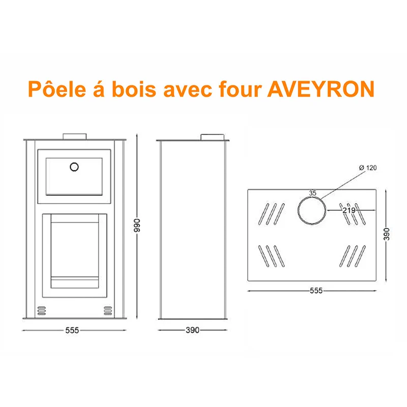 Drvena peć bez ventilacije i s pećnicom AVEYRON PF037F