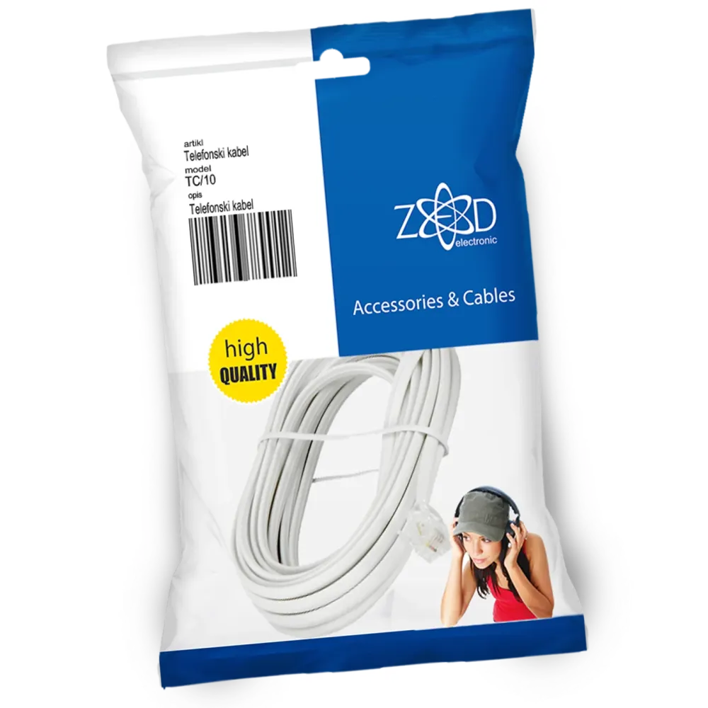 ZED electronic Telefonski kabel sa konektorima, dužina 10 metara - TC/10