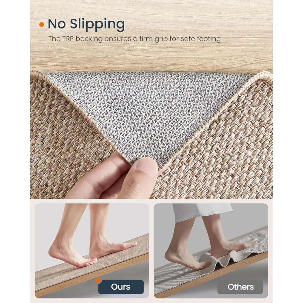 Neklizajući tepih 80 x 200 cm, periv u perilici, imitacija jute, smeđe boje