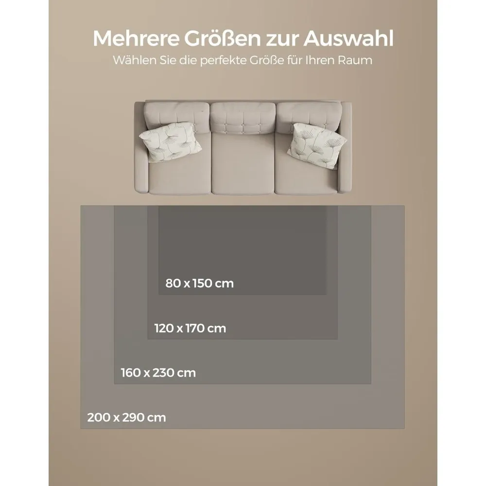 Protuklizni tepih 160 x 230 cm, mekan i moderan tepih za svaku prostoriju, sivi