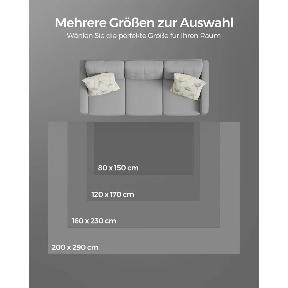 Protuklizni tepih 160x230 cm, mekan i moderan tepih za svaku prostoriju, tamno sivi