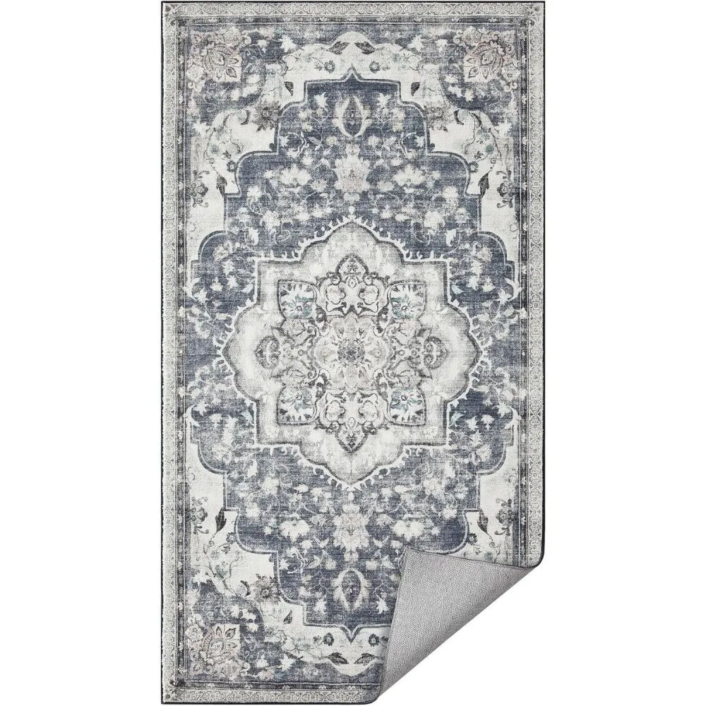 Protuklizni tepih periv u perilici, 80 x 150 cm, vintage stil, sive boje
