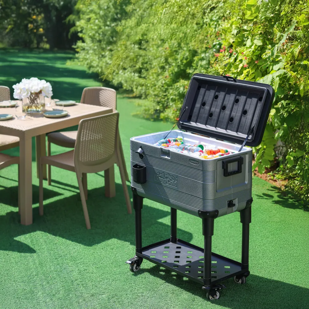 Duramax Patio Beverage Cooler 70L PU Insulation & Wheels, Grey