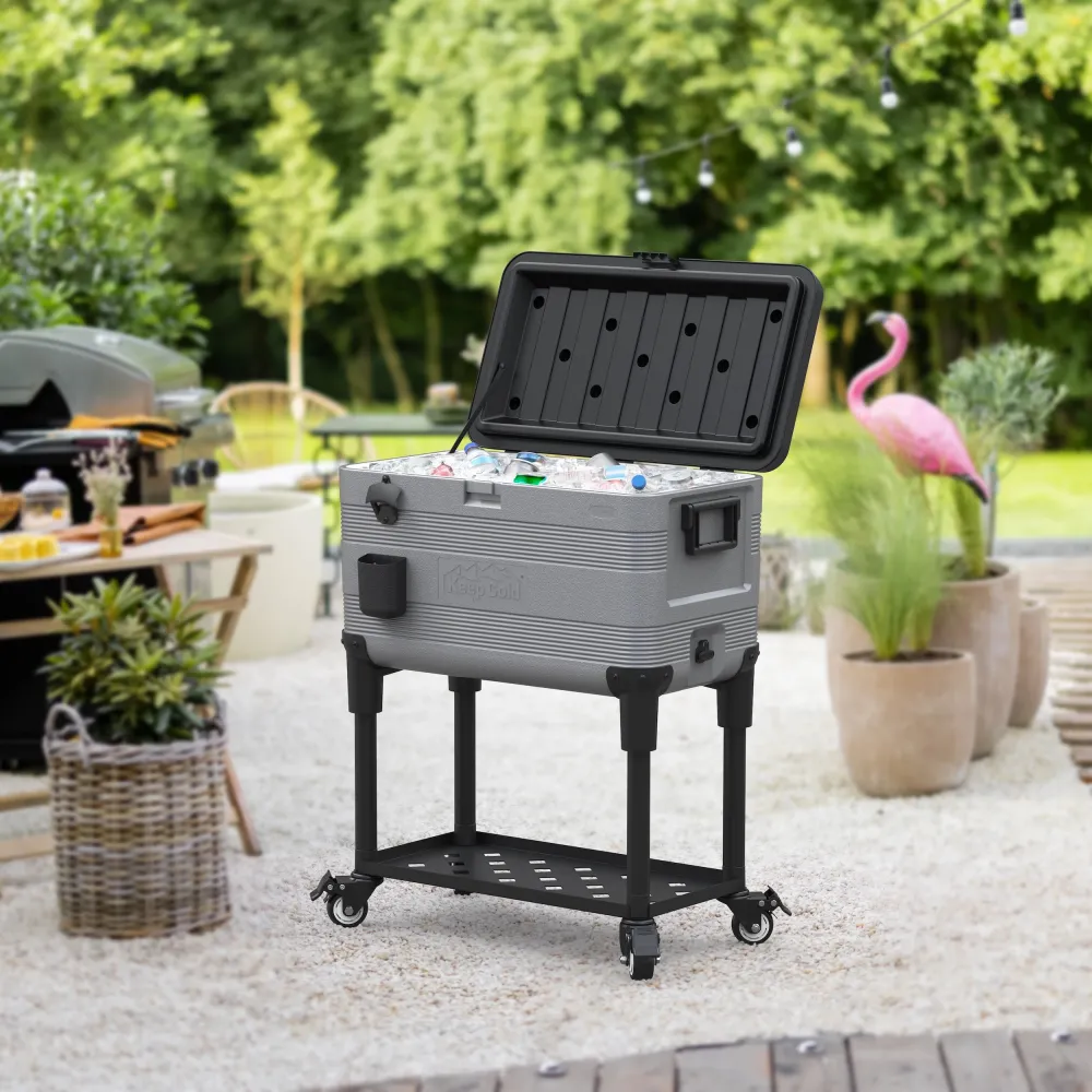 Duramax Patio Beverage Cooler 70L PU Insulation & Wheels, Grey
